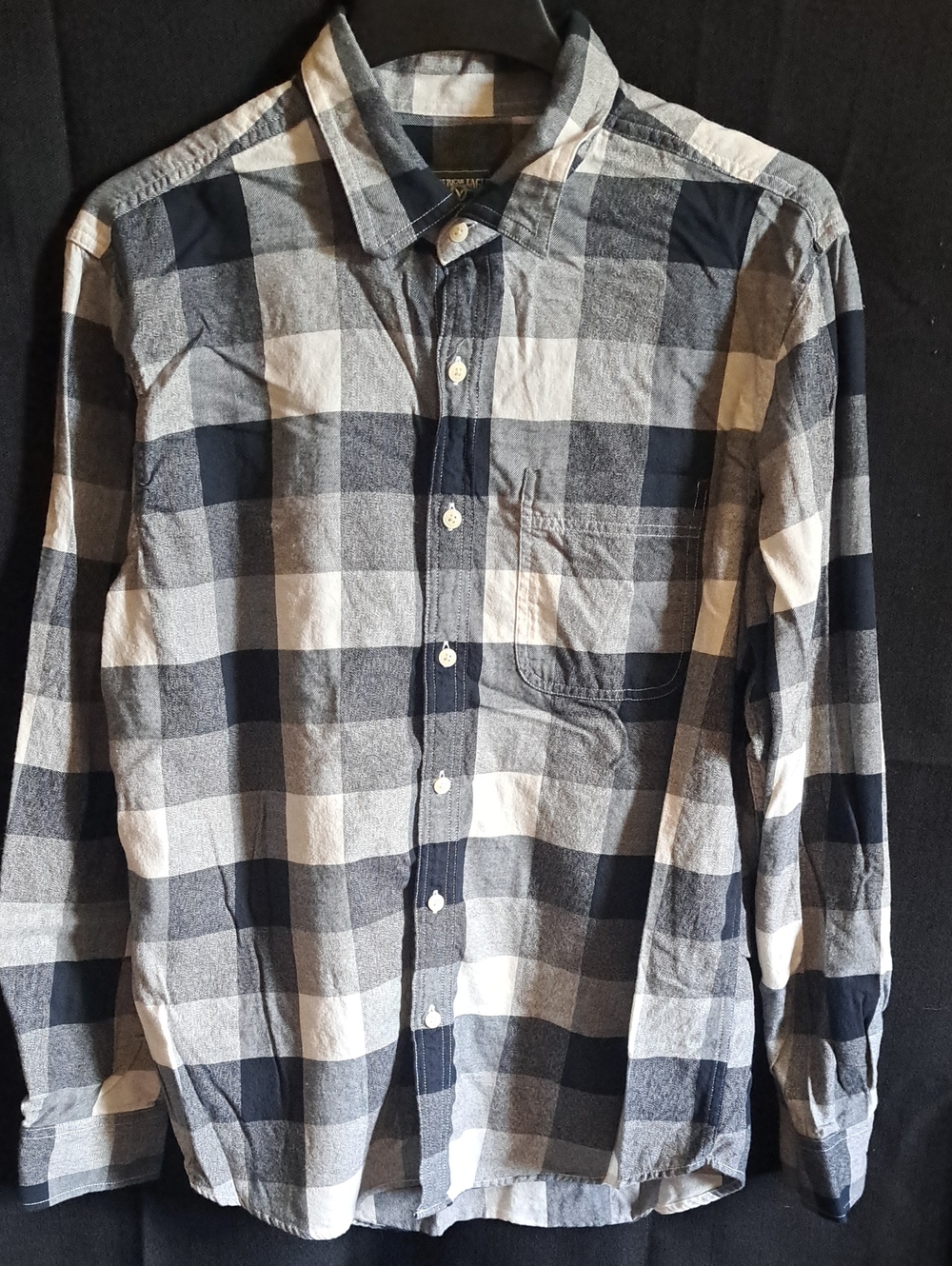 American Eagle Outfitters Black and White Check Button-Down Flannel Shirt